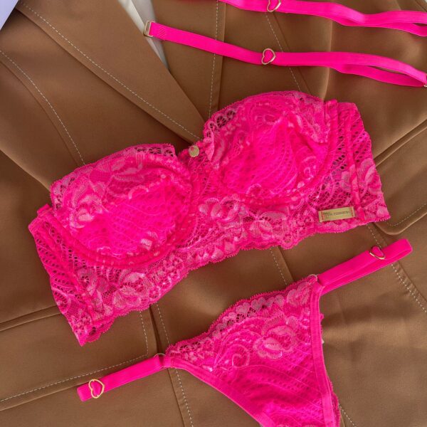 hot pink lace bra and panty set